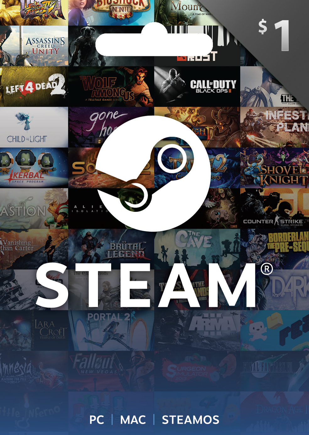 Поповнення балансу Steam на 1$