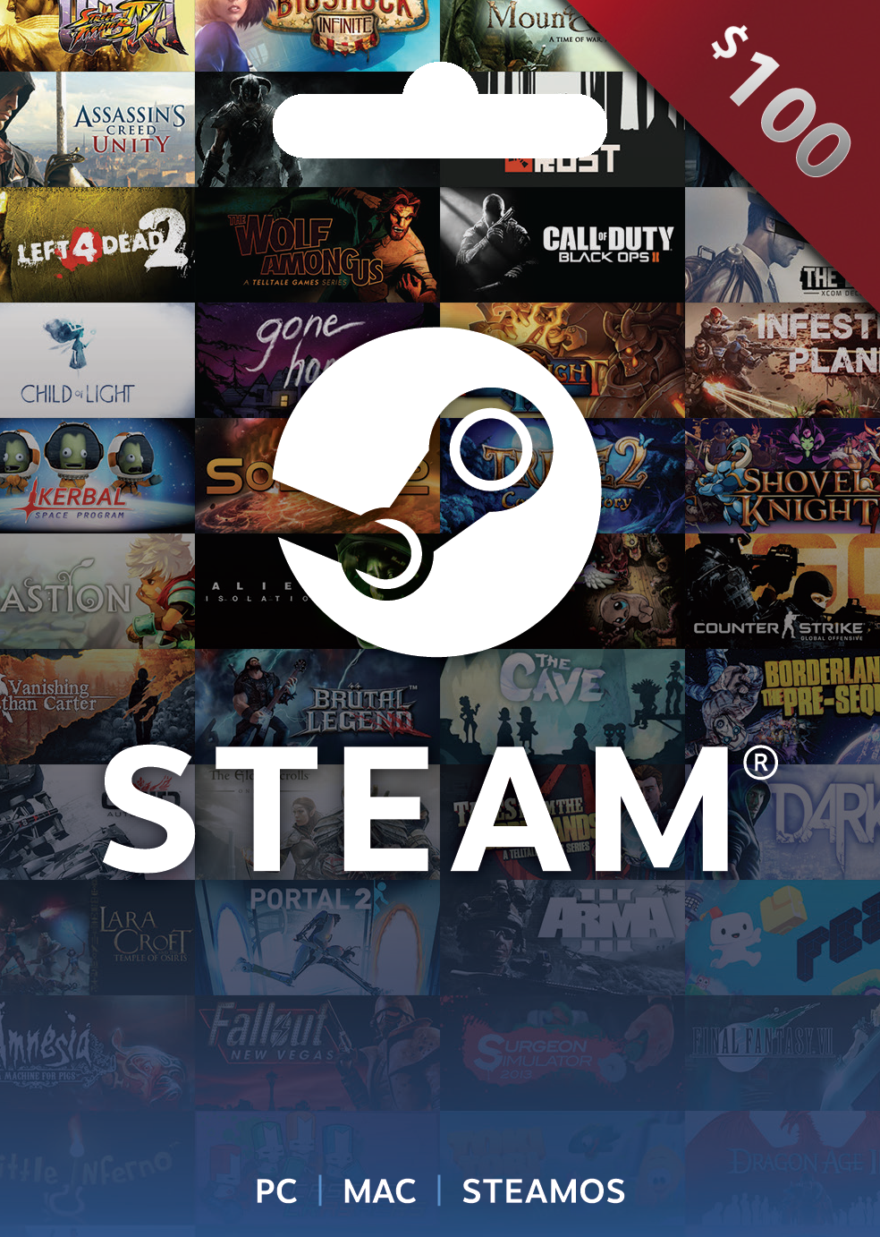 Поповнення балансу Steam на 100$