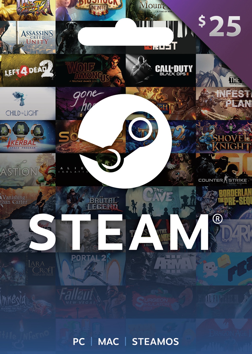 Поповнення балансу Steam на 25$